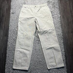 Carhartt Carpenter Pants Mens 38x34 Beige Straight Leg Cargo Pockets Workwear